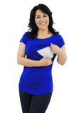 Blusa para lactancia y embarazo open neck Azul Rey (Brushed)
