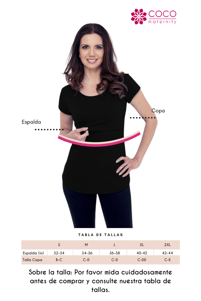 Blusa para lactancia con acceso fácil para amamantar, color negro, tela de algodón con spandex, suave y cómoda