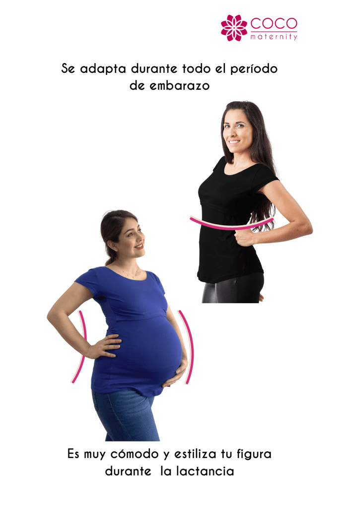 Blusa para lactancia con acceso fácil para amamantar, color negro, tela de algodón con spandex, suave y cómoda