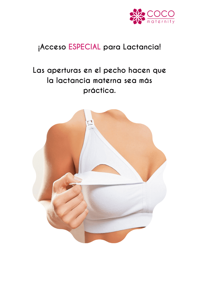 Top para lactancia cuello V con doble soporte color blanco