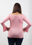 Blusa para embarazo manga larga campana color Coral tela Creppe