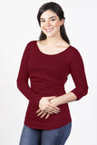 Blusa para lactancia y embarazo  manga larga con botón Color Vino (Algodón)