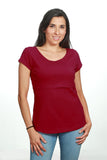 Blusa para lactancia open neck color vino  (Tela viscosa)