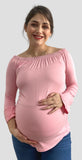 Blusa para embarazo manga larga campana color Coral tela Creppe
