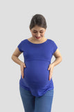 Blusa para lactancia y embarazo open neck Azul Rey (Brushed)