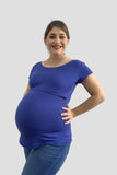 Blusa para lactancia y embarazo open neck Azul Rey (Brushed)