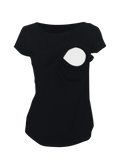 Blusa para lactancia con acceso fácil para amamantar, color negro, tela de algodón con spandex, suave y cómoda