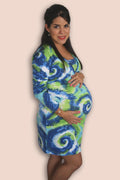 Vestido lactancia y embarazo clásico tiedye azul/verde Coco Maternity