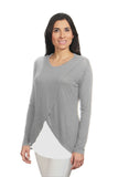 Blusa para lactancia y embarazo manga larga Cross Color Gris Jaspe-Blanco