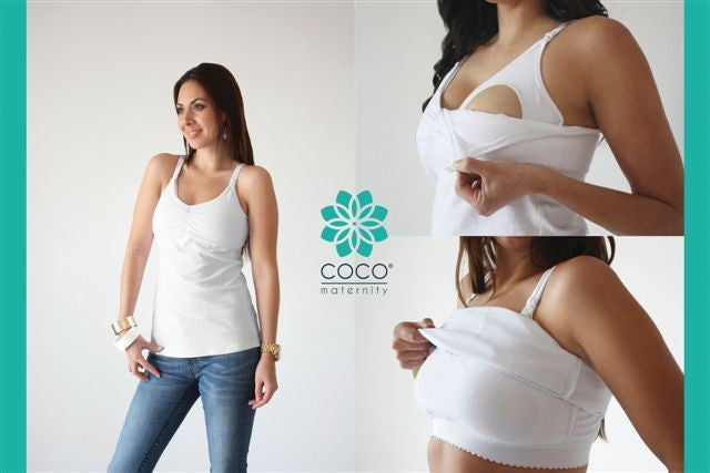 Blusa para lactancia tank coco maternity gris con broche