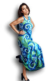 Vestido para embarazo y lactancia tirante ancho Maxi tie dye Azul/verde Coco Maternity