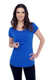 Blusa para lactancia y embarazo open neck Azul Rey (Brushed)