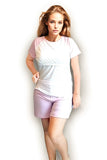 Conjunto de pijama con short rosa y blanco (blushed) Coco Maternity