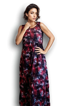 Vestido para embarazo y lactancia tirante ancho Maxi tie dye Rojo
