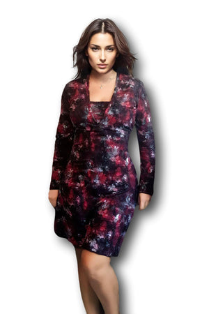 Vestido lactancia y embarazo clásico tiedye rojo/negro Coco Maternity