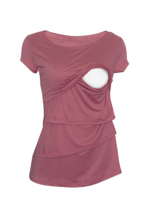 Blusa para lactancia olanes palo de rosa (Brushed)