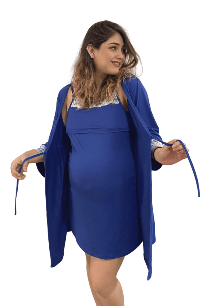 Set bata camisón para lactancia y embarazo color Gris Jaspe Coco Mater –  Acurrúcate.com