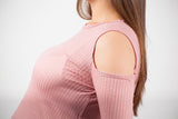 Blusa para embarazo hombro descubierto color Blush