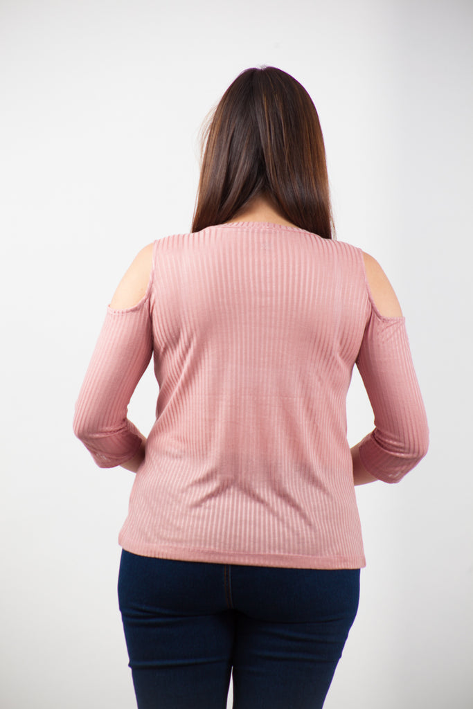 Blusa para embarazo hombro descubierto color Blush