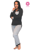 Conjunto de pijama manga larga gris oxford con lunares (algodón) Coco Maternity