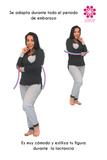 Conjunto de pijama manga larga gris oxford con lunares (algodón) Coco Maternity