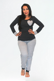 Conjunto de pijama manga larga gris oxford con lunares (algodón) Coco Maternity