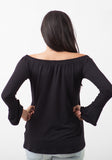 Blusa para embarazo manga larga campana color negra Tela Creppe