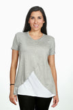 Blusa para lactancia manga corta cross Color gris-blanco (Brushed)