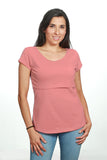 Blusa para lactancia open neck color palo de rosa ALGODON