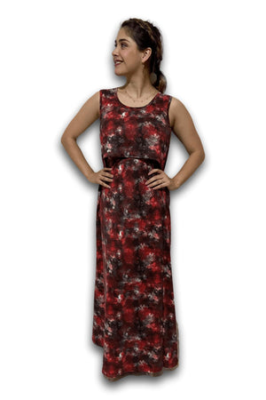 Vestido para embarazo y lactancia tirante ancho Maxi tie dye Rojo