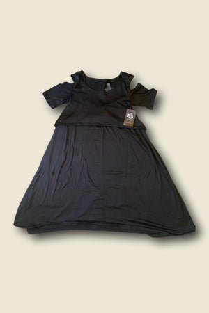 Vestido lactancia hombro descubierto manga corta negro Coco Maternity
