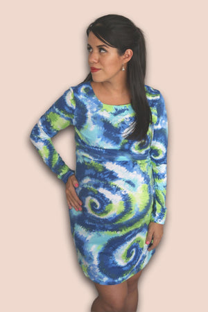 Vestido lactancia y embarazo Básico tiedye azul/verde Coco Maternity
