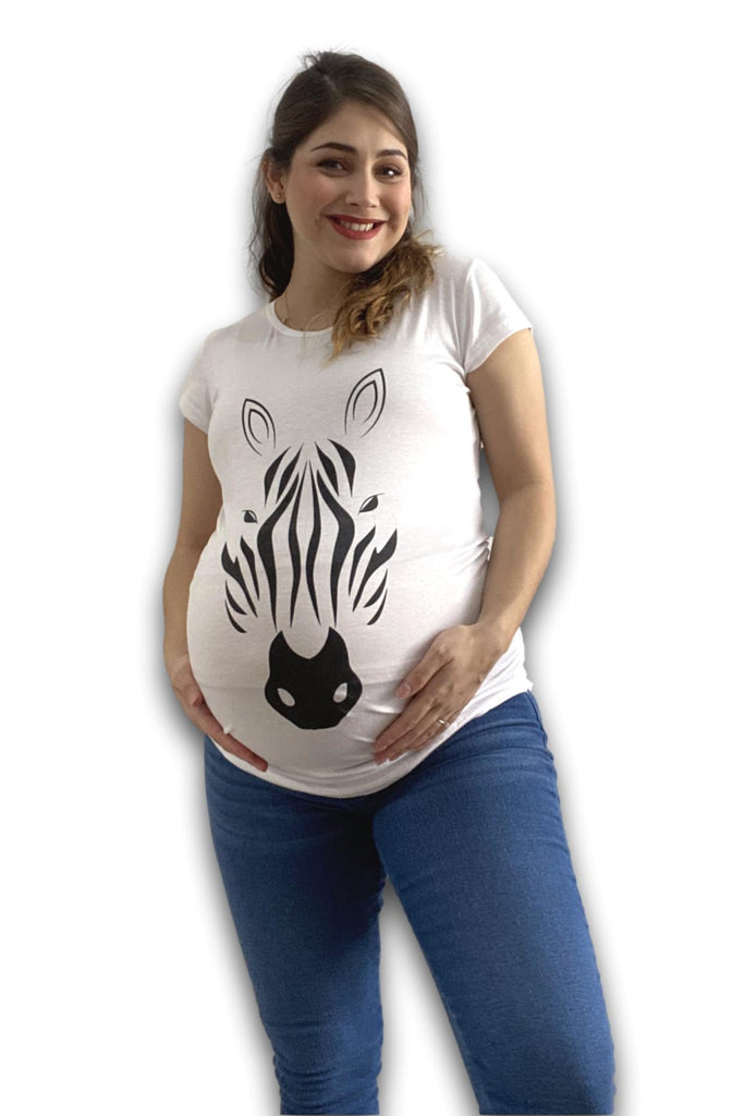 Blusa para embarazo basic color blanca estampado zebra