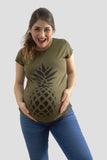 Blusa para embarazo basic color olivo estampado Piña