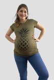 Blusa para embarazo basic color olivo estampado Piña