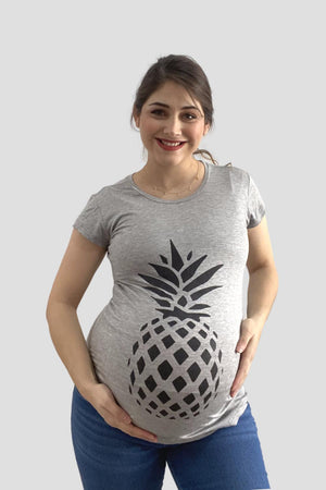 Blusa para embarazo basic color plata estampado Piña