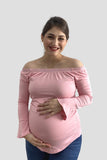 Blusa para embarazo hombro descubierto color Blush