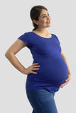 Blusa para lactancia y embarazo open neck Azul Rey (Brushed)