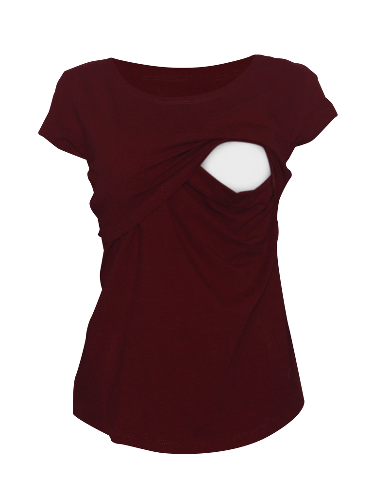 Blusa para lactancia Open color vino tela Algodón | Coco Maternity