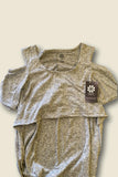 Vestido para Lactancia Hombro Descubierto Manga Corta Gris Jaspe