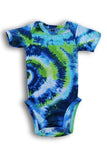 Pañalero Body Bebé Manga Corta Brushed Tie dye Verde/Azul