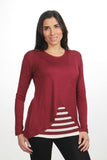 Blusa para Lactancia Manga Larga Cross Color Vino-Rayas