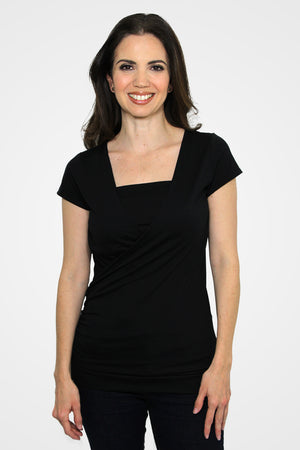 Blusa para lactancia cruzada color Negra (Brushed)