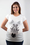 Blusa para embarazo basic color blanca estampado zebra